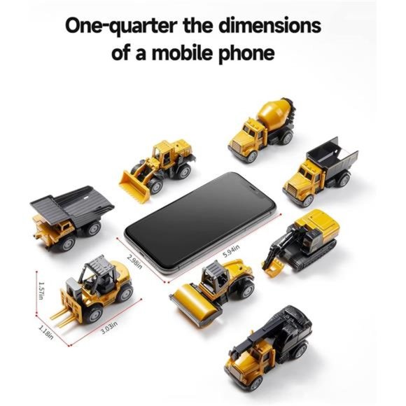 Alloy Mini Construction Vehicles 8Pcs Die-Cast Set for  Alloy Small Construction Cars Vehicles, Die Cast Mini Construction Truck Toys